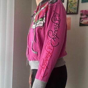 Ed Hardy Vibrant Pink and Gray Jacket